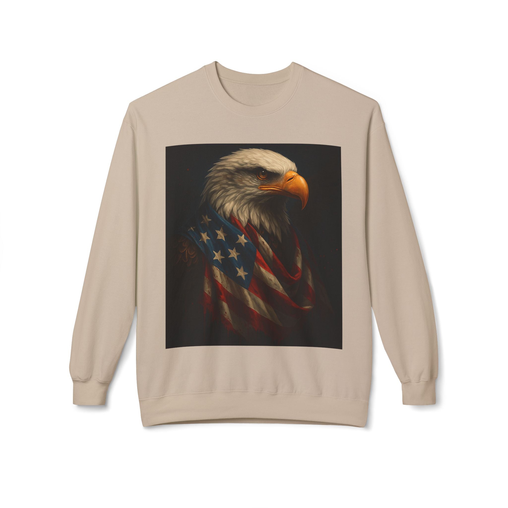 Patriotic Eagle Crewneck Sweatshirt – Bald Eagle with American Flag Design