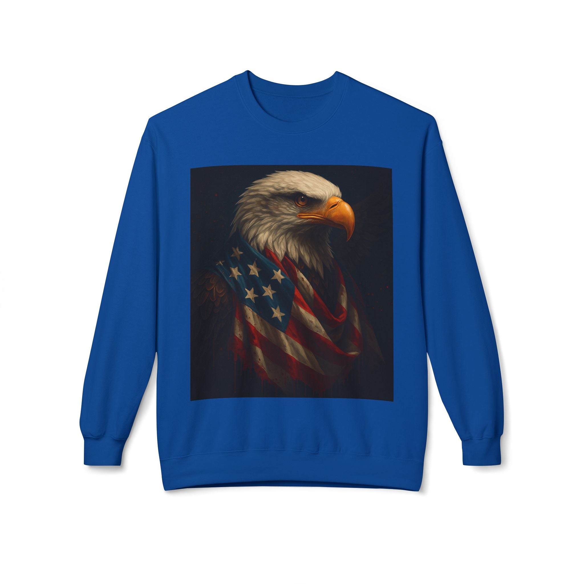 Patriotic Eagle Crewneck Sweatshirt – Bald Eagle with American Flag Design