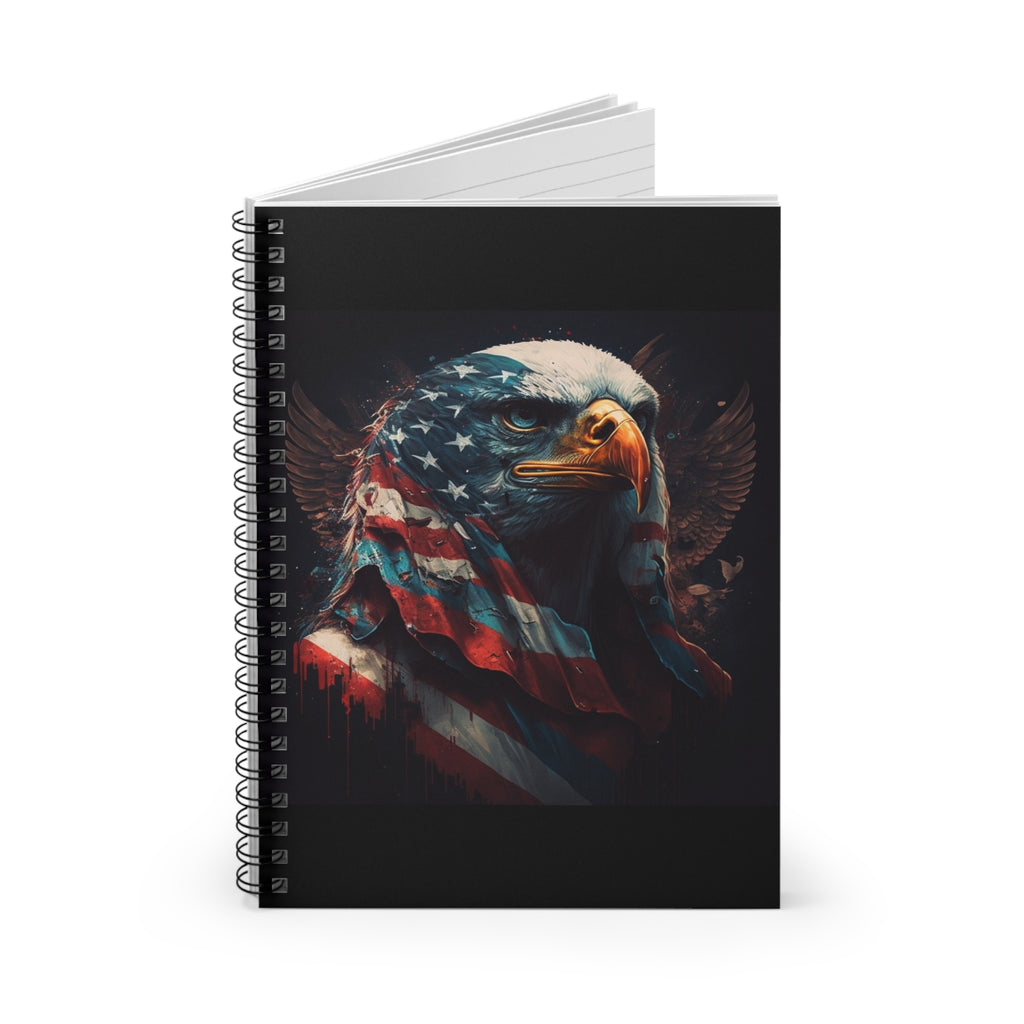 Patriotic Eagle Spiral Notebook — American Flag Bald Eagle Journal (Ruled)