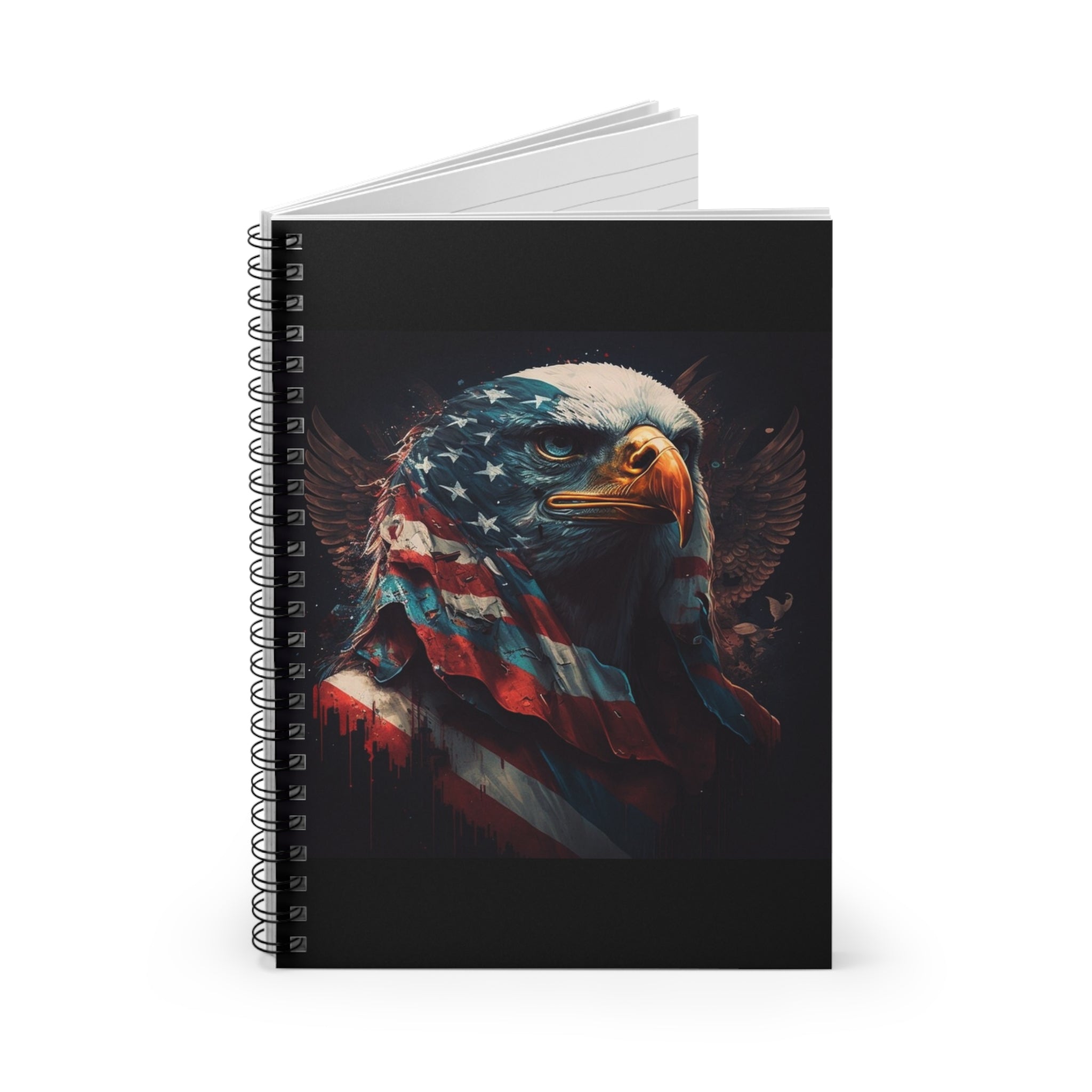 Patriotic Eagle Spiral Notebook — American Flag Bald Eagle Journal (Ruled)