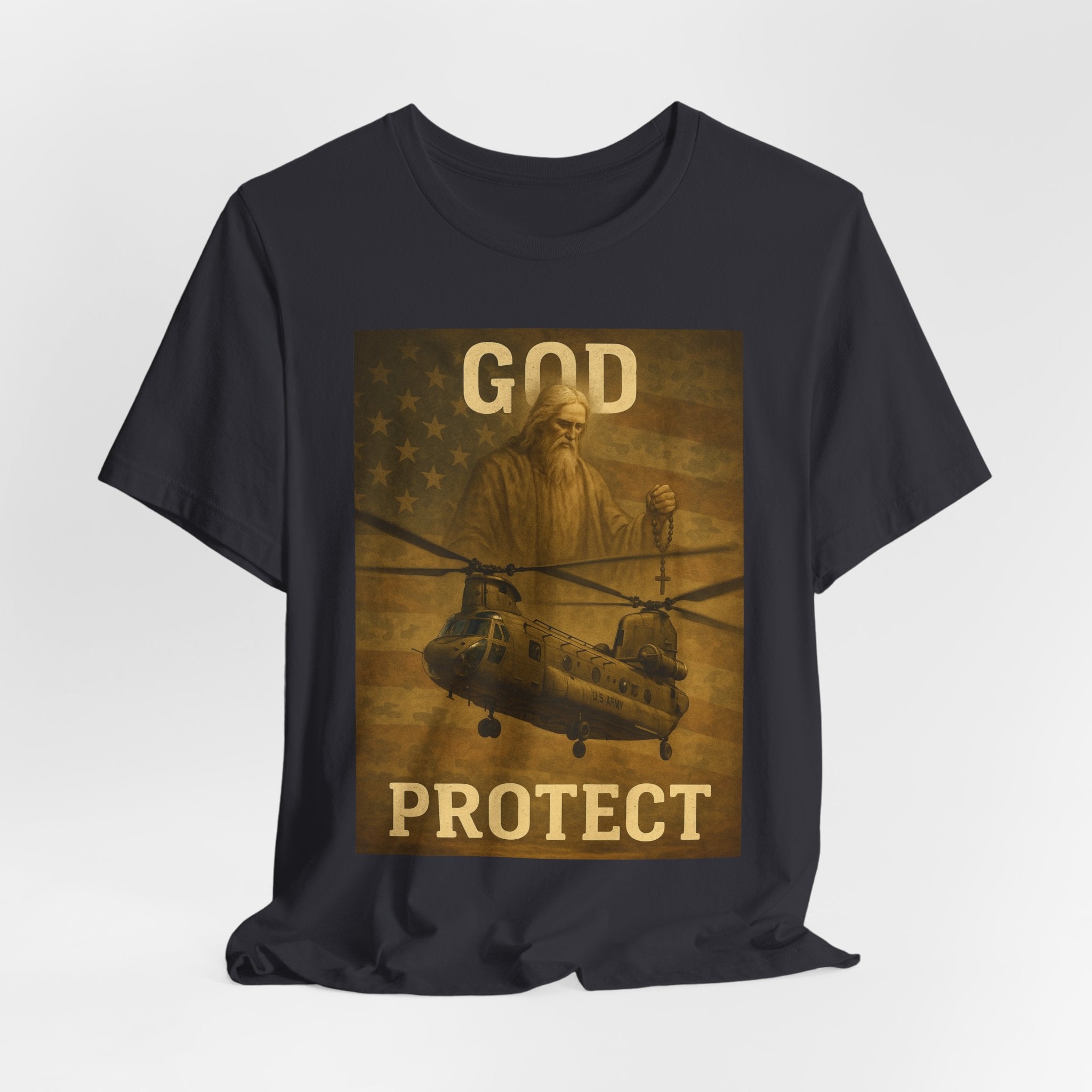 God Protect Military Helicopter T‑Shirt