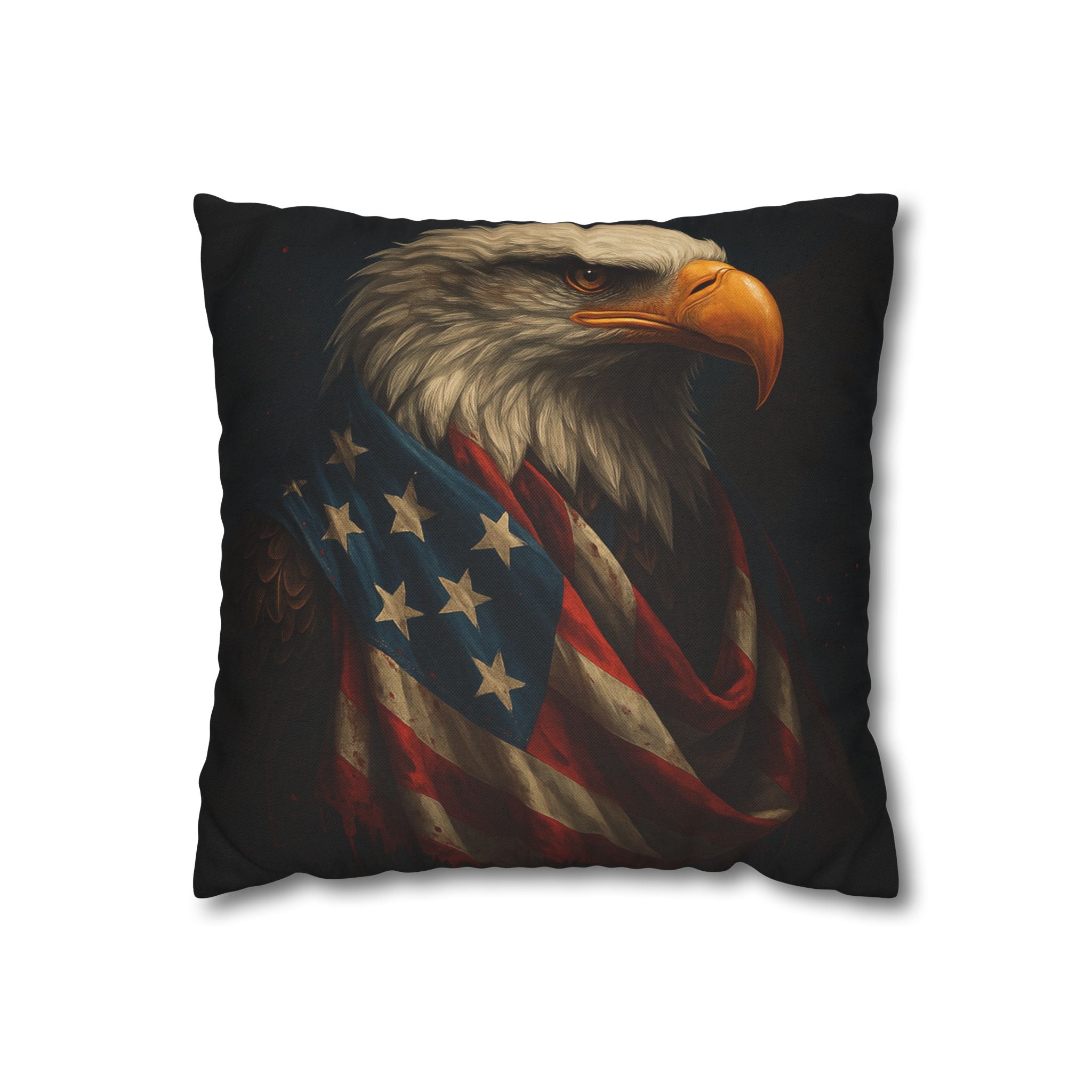 Patriotic Eagle Throw Pillowcase — Bald Eagle with American Flag