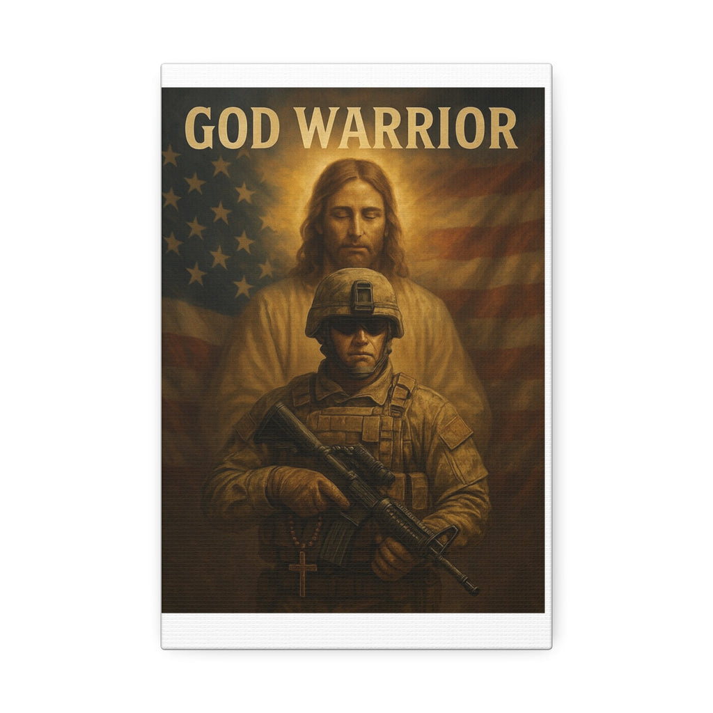 God Warrior Canvas Print — Patriotic Military Jesus Wall Art