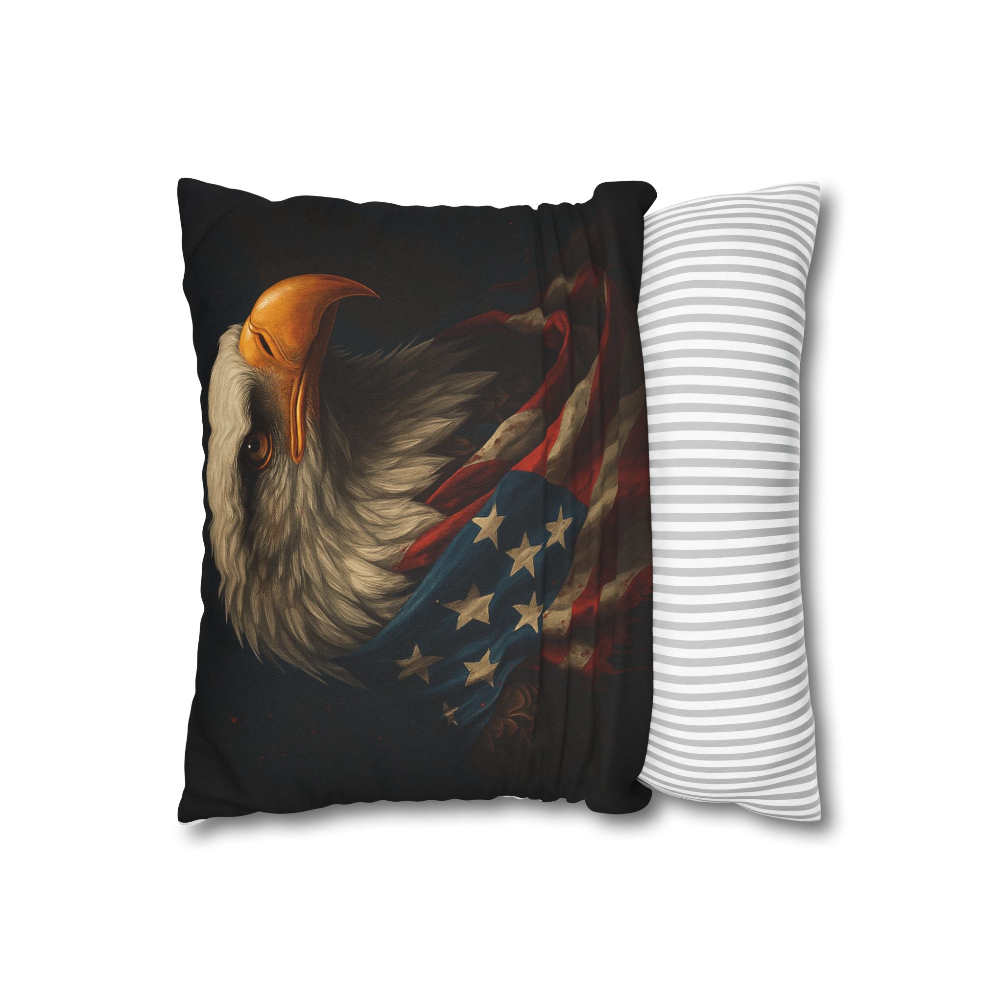 Patriotic Eagle Throw Pillowcase — Bald Eagle with American Flag