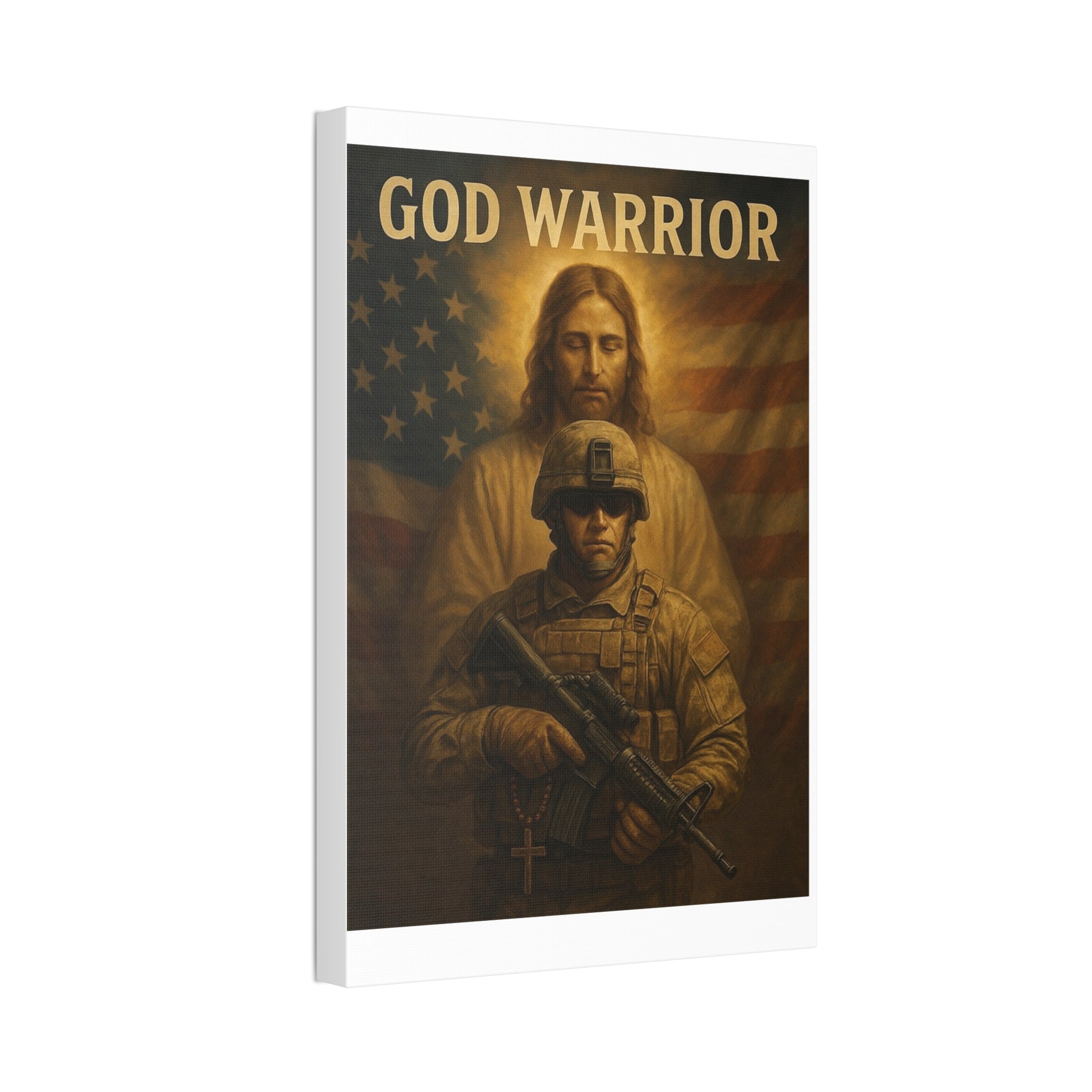 God Warrior Canvas Print — Patriotic Military Jesus Wall Art