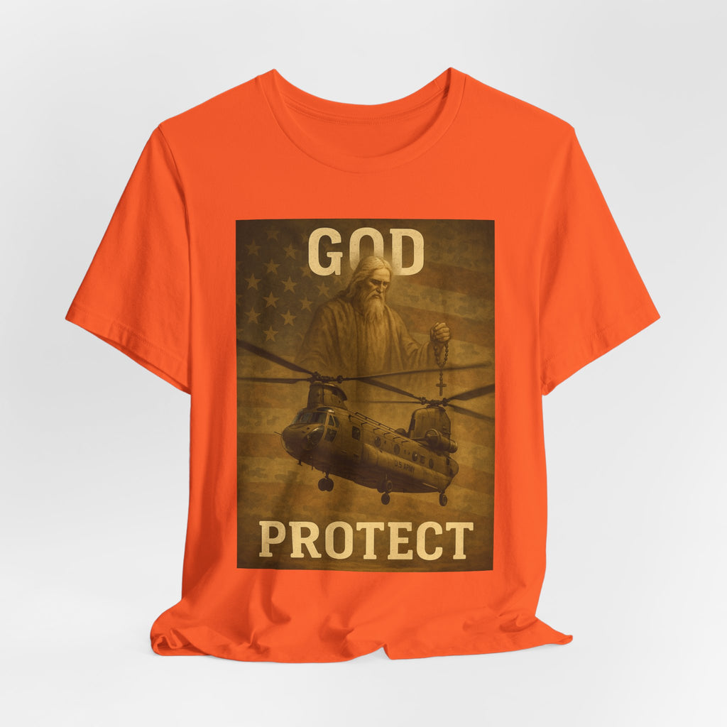 God Protect Military Helicopter T‑Shirt