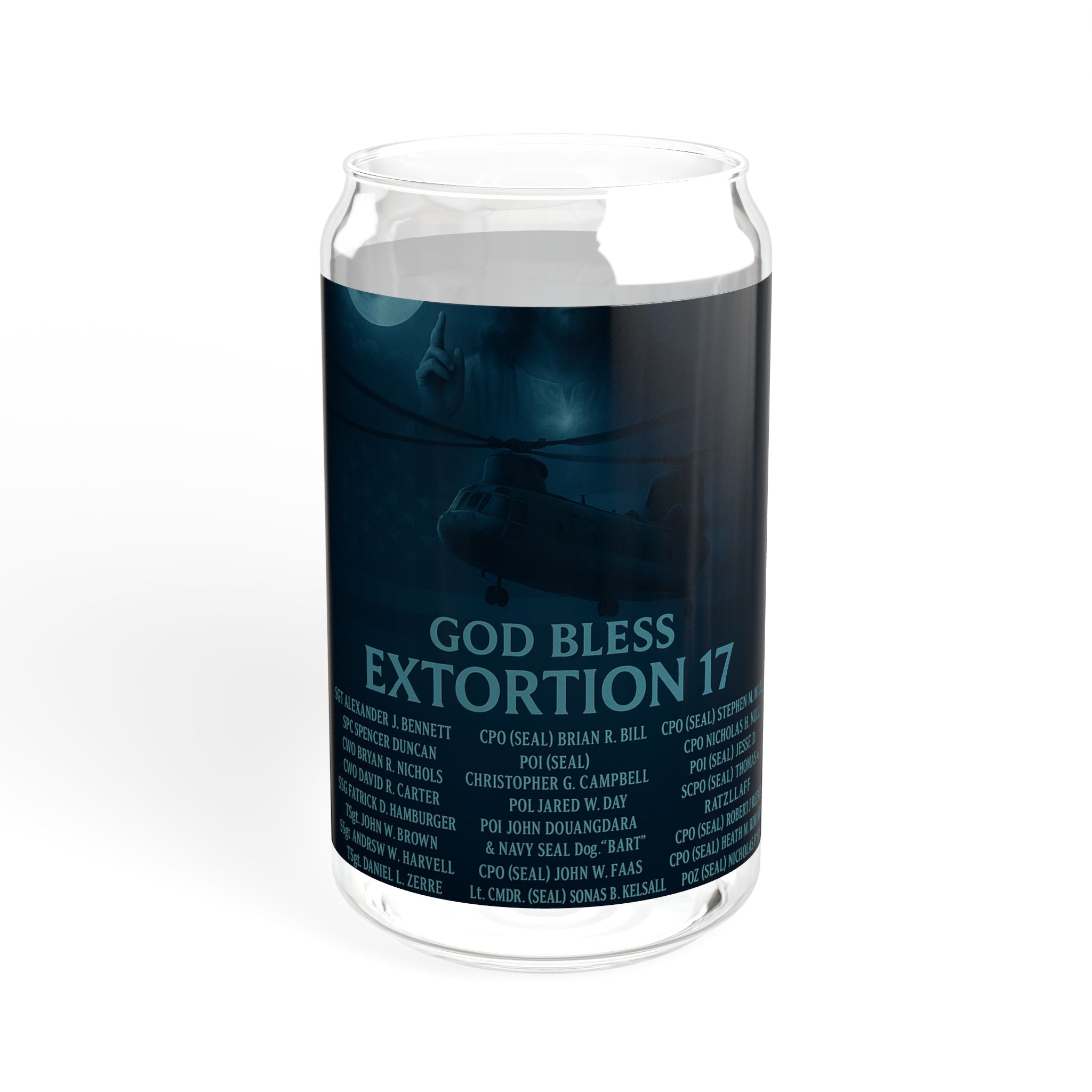 Sipper Glass – 'God Bless Extortion 17' Military Tribute 16oz Tumbler