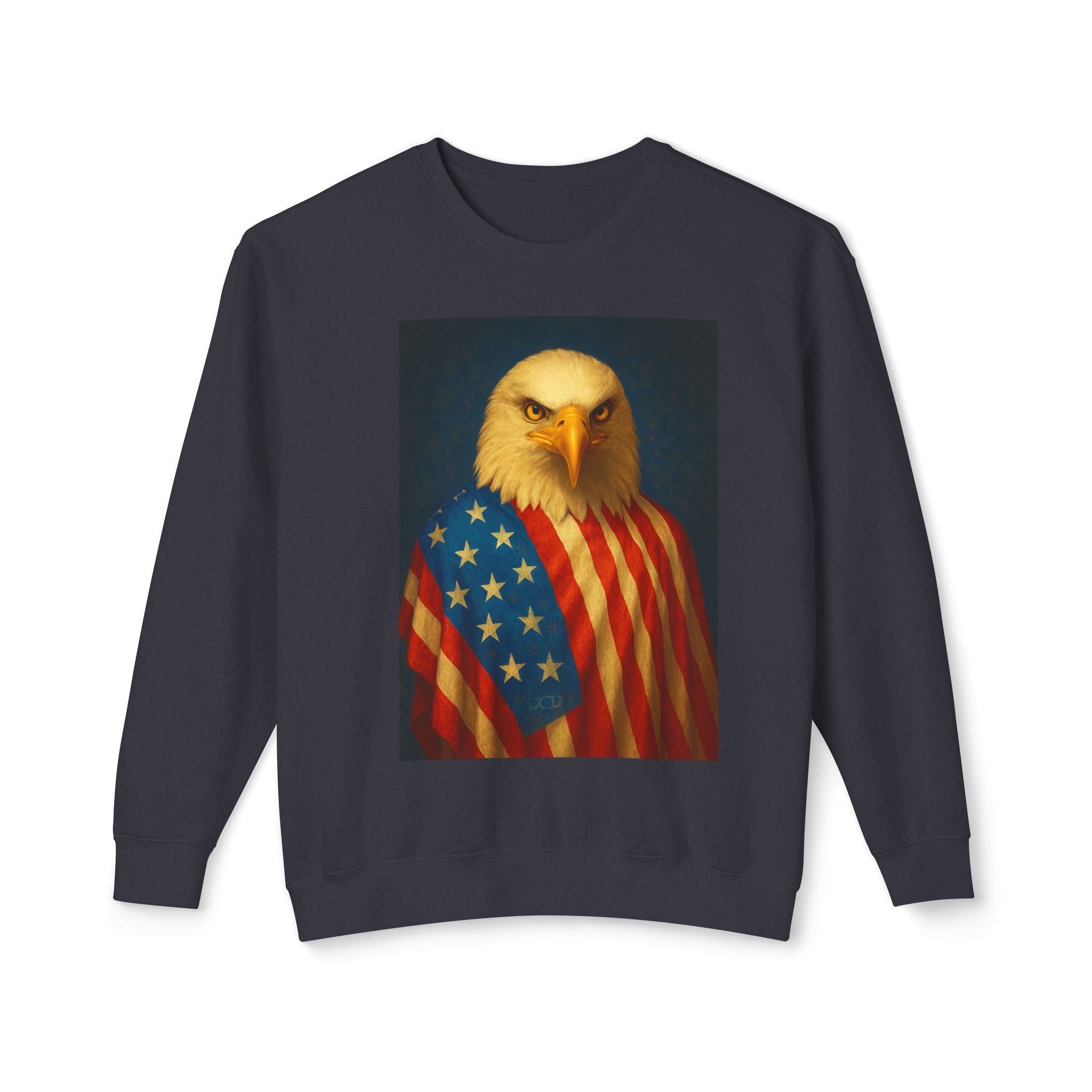 Patriotic Eagle Crewneck Sweatshirt — American Flag Bald Eagle Design