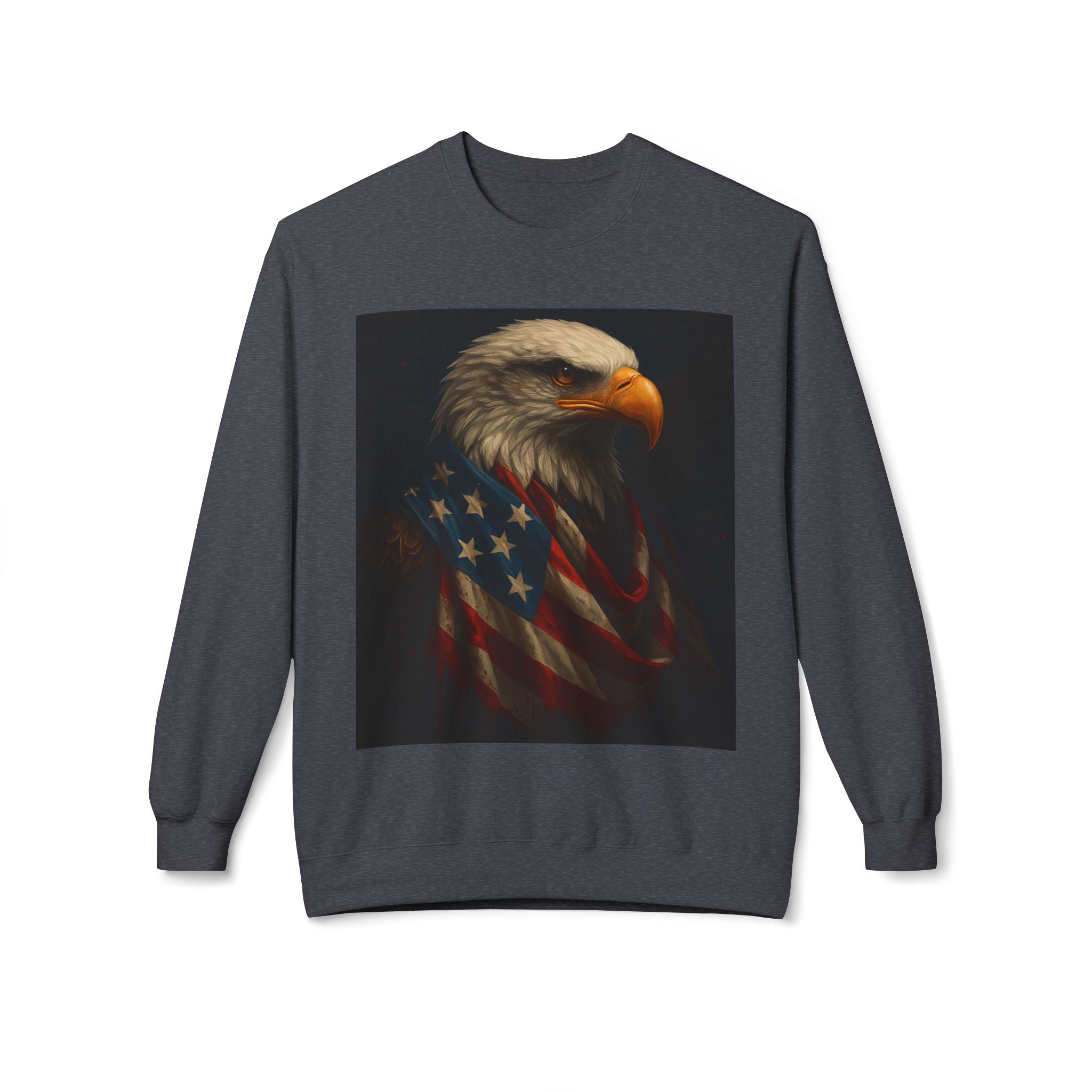 Patriotic Eagle Crewneck Sweatshirt – Bald Eagle with American Flag Design
