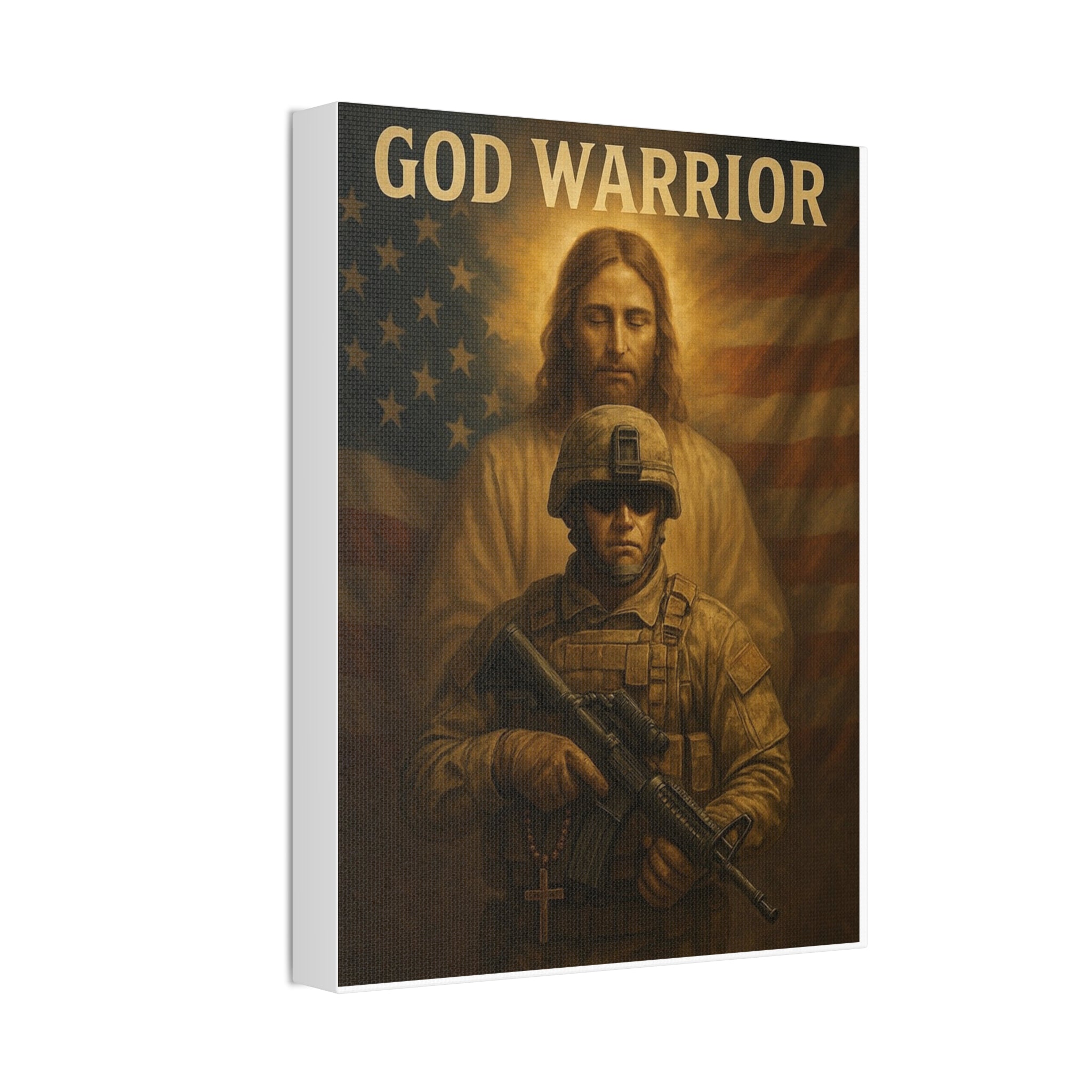 God Warrior Canvas Print — Patriotic Military Jesus Wall Art