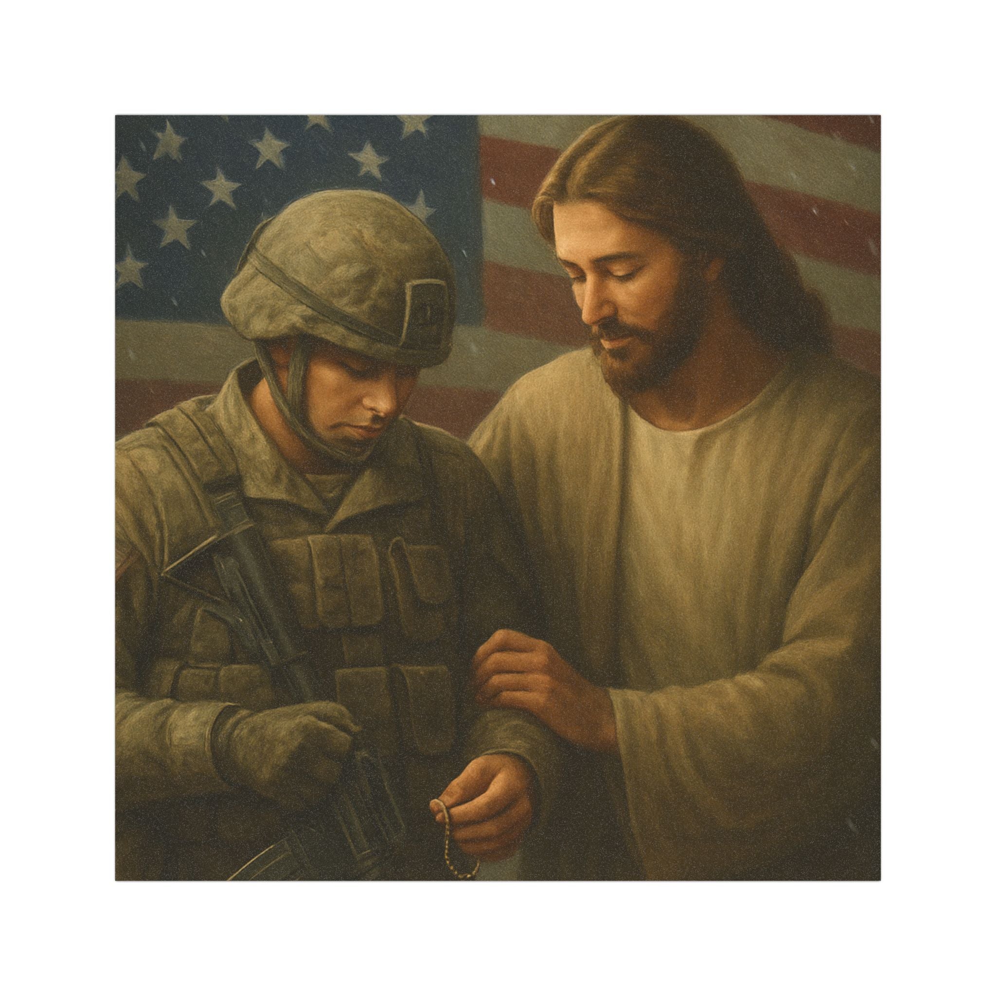 Jesus With Soldier Car Magnet — Patriotic Christian Military Support Magnet