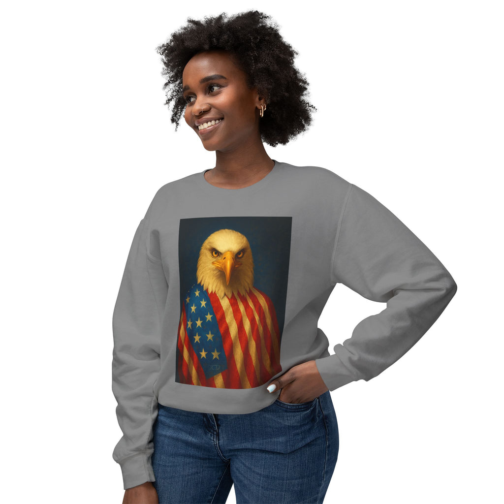 Patriotic Eagle Crewneck Sweatshirt — American Flag Bald Eagle Design