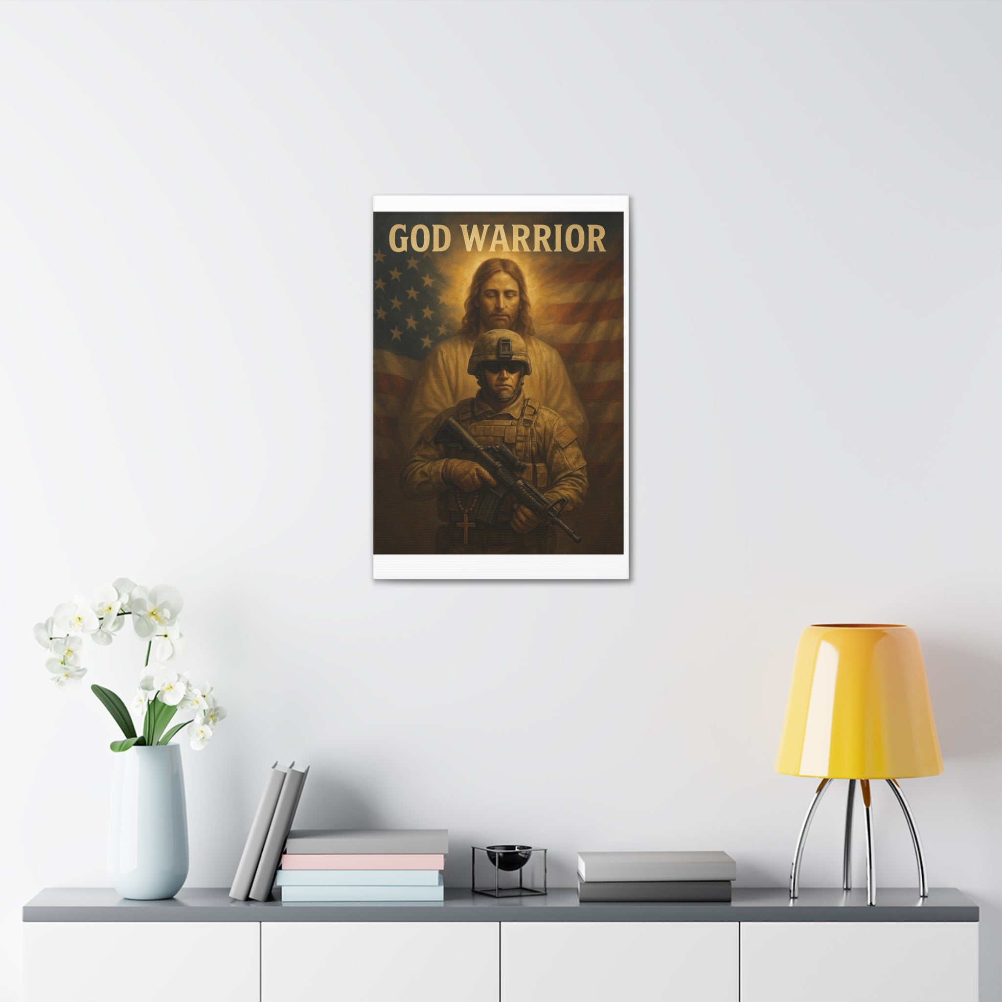 God Warrior Canvas Print — Patriotic Military Jesus Wall Art