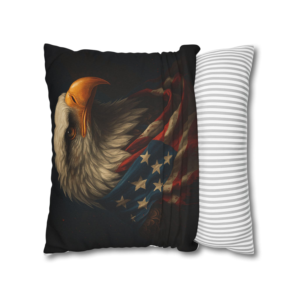 Patriotic Eagle Throw Pillowcase — Bald Eagle with American Flag