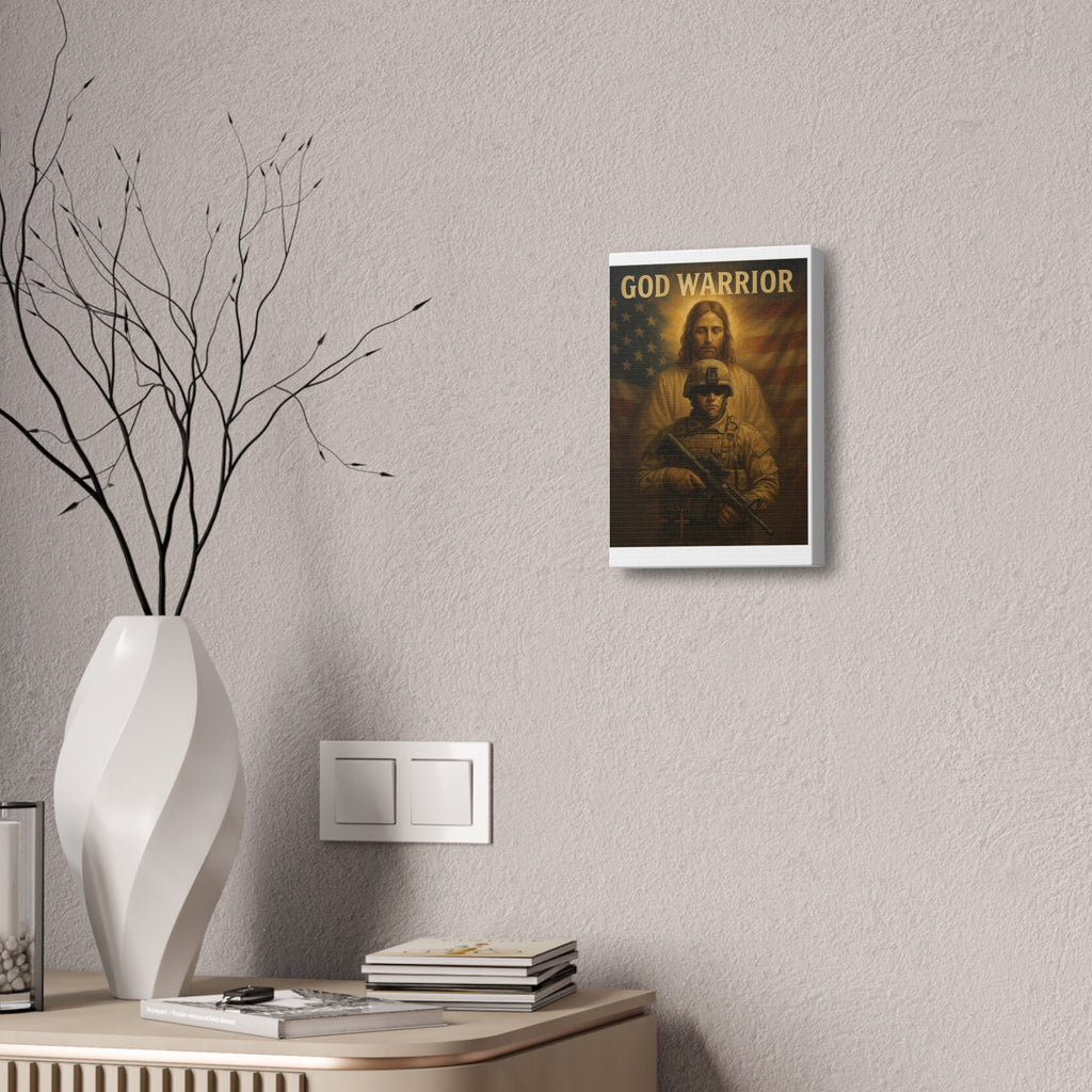 God Warrior Canvas Print — Patriotic Military Jesus Wall Art