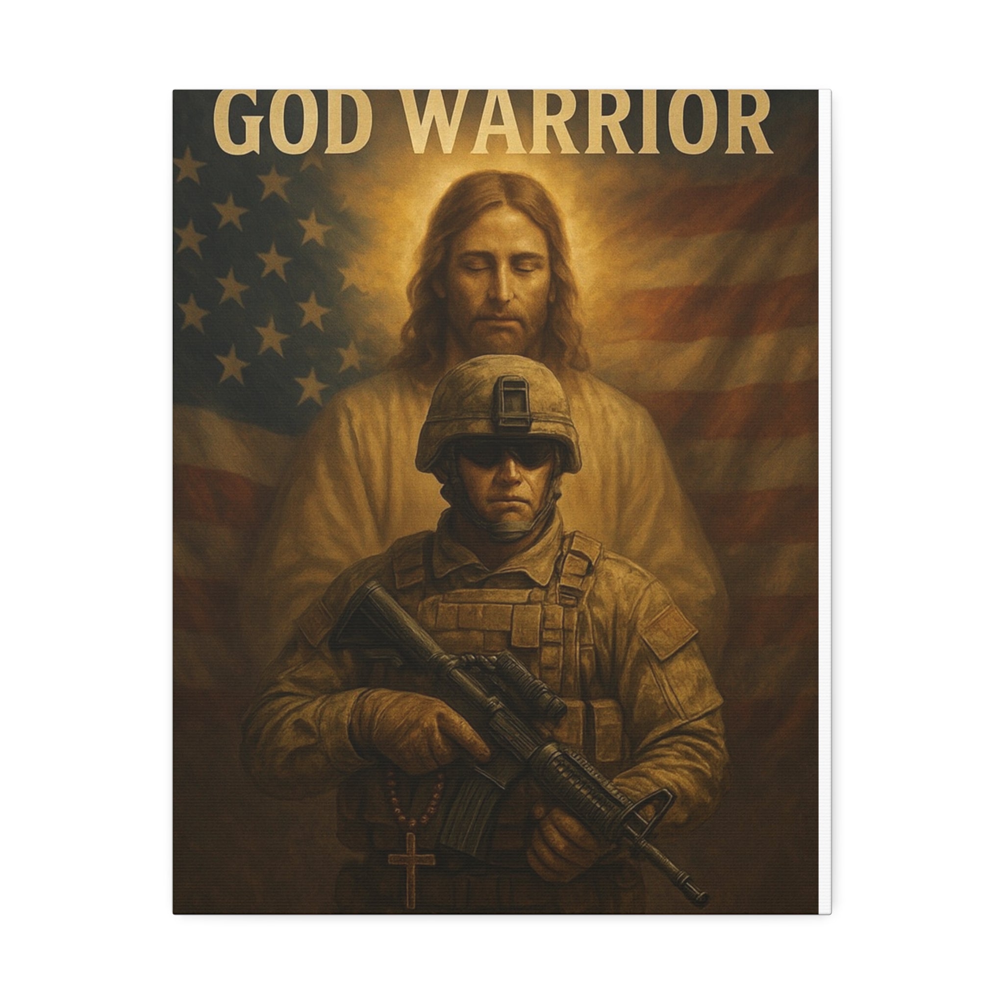 God Warrior Canvas Print — Patriotic Military Jesus Wall Art