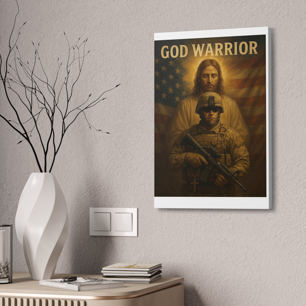 God Warrior Canvas Print — Patriotic Military Jesus Wall Art