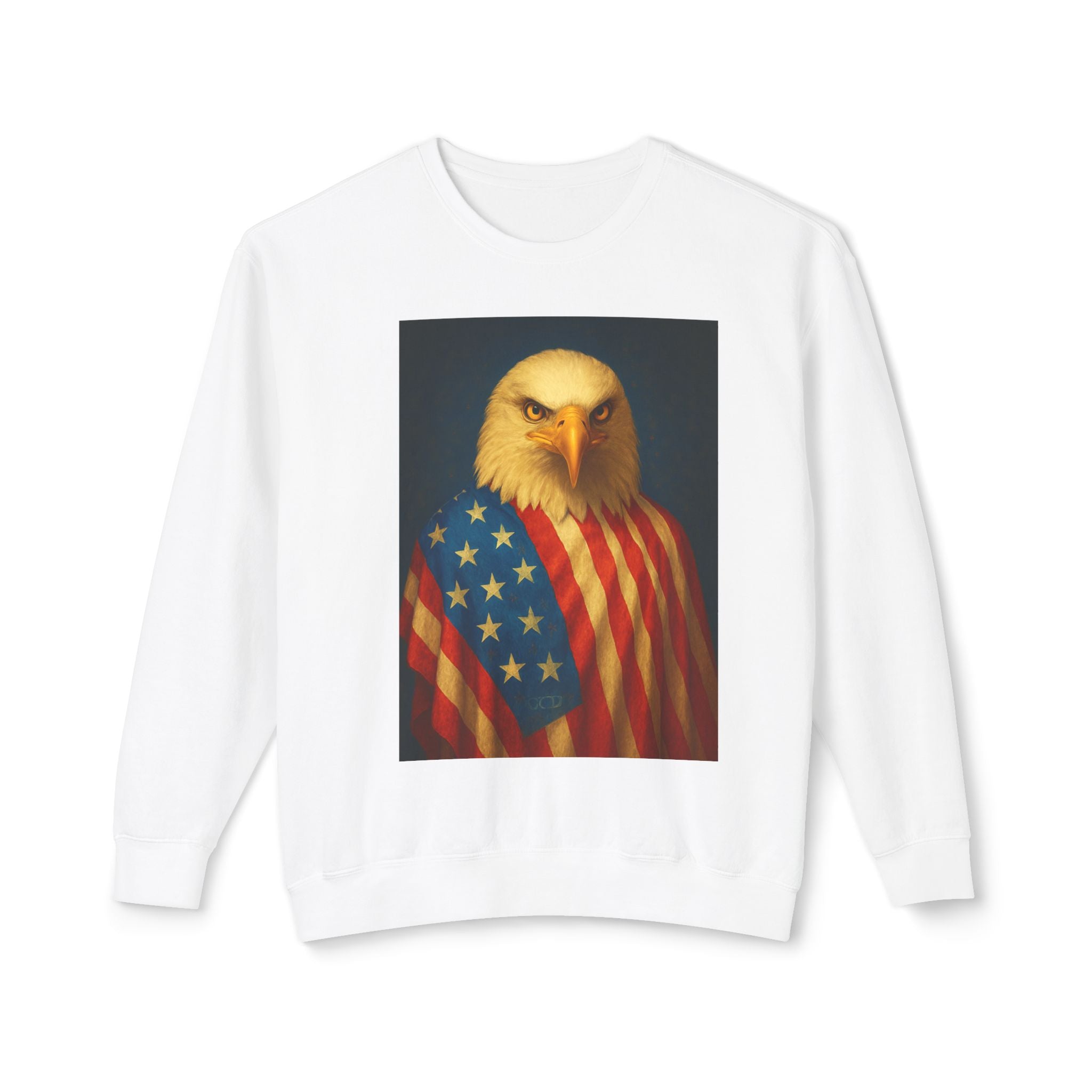 Patriotic Eagle Crewneck Sweatshirt — American Flag Bald Eagle Design