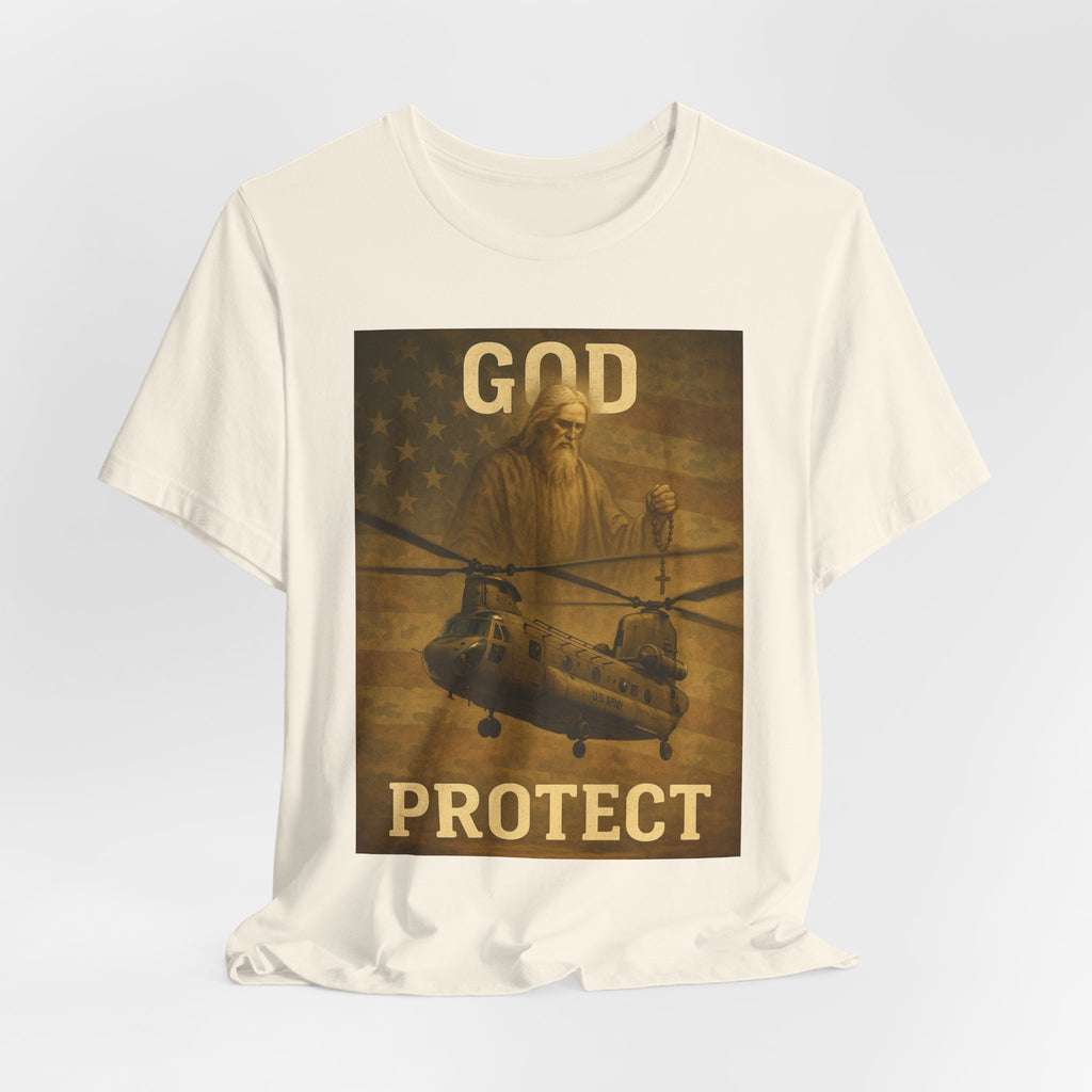 God Protect Military Helicopter T‑Shirt