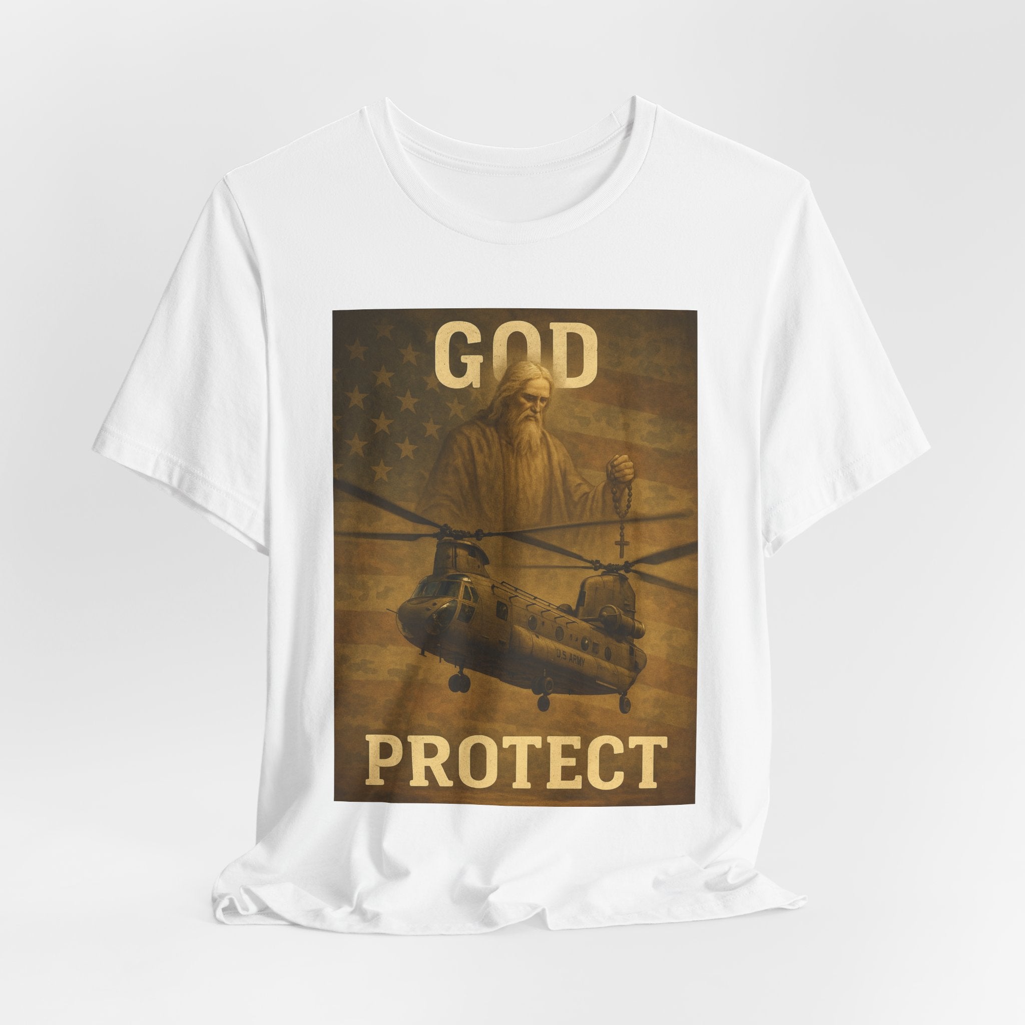 God Protect Military Helicopter T‑Shirt