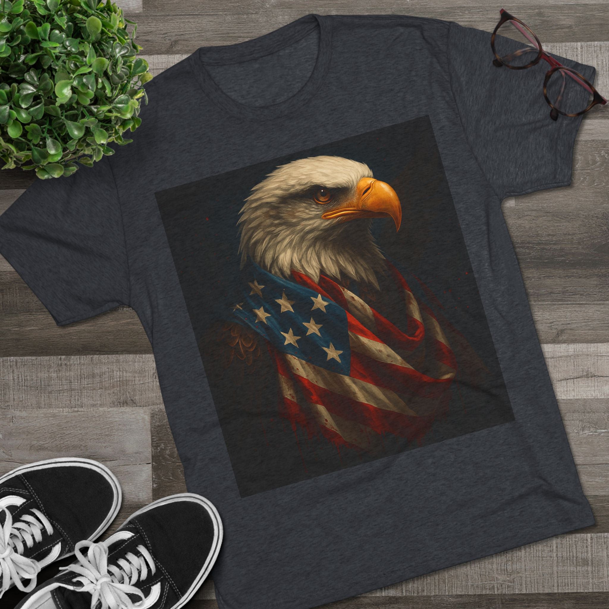 Patriotic Bald Eagle Tee — American Flag Graphic T-Shirt for Veterans & Fourth of July