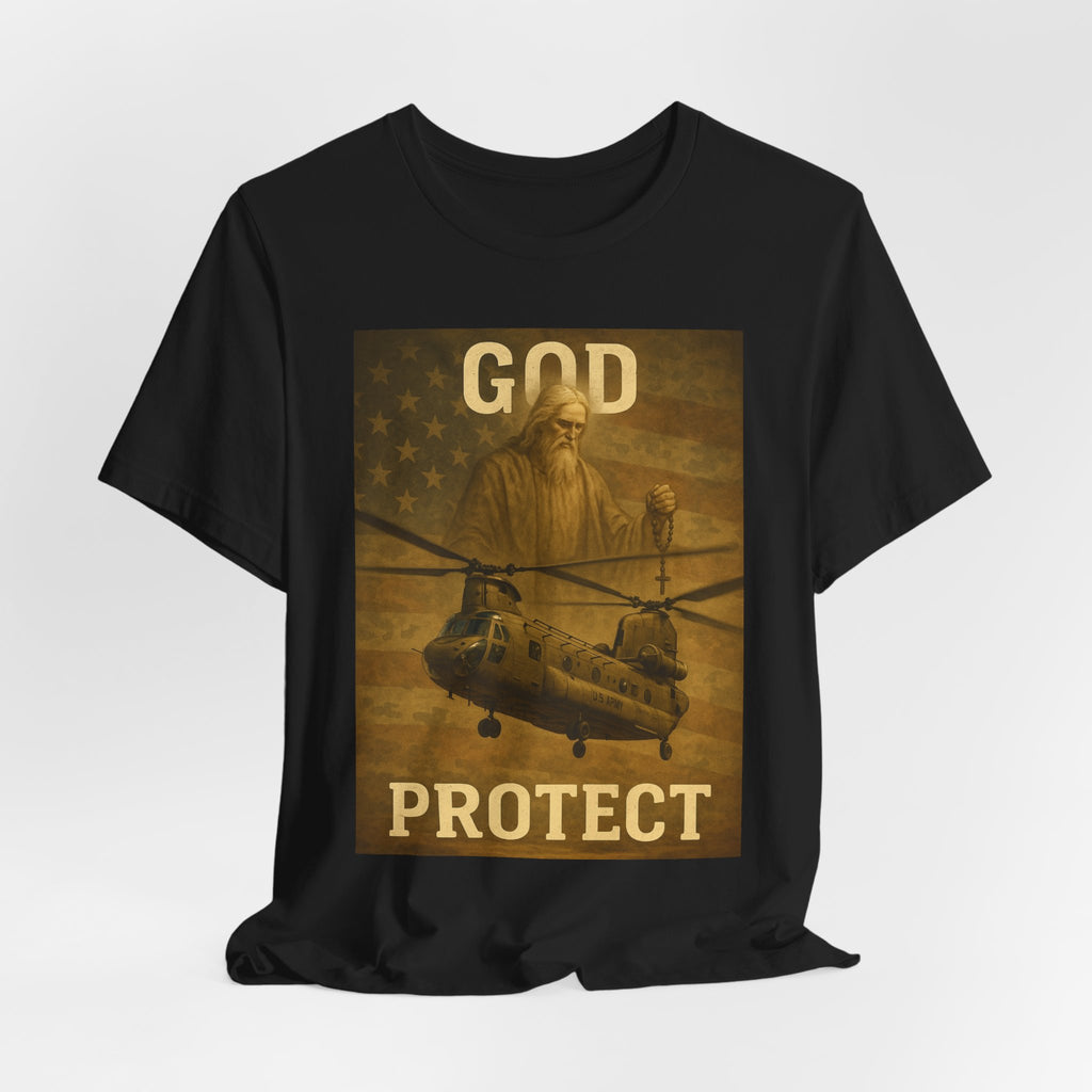 God Protect Military Helicopter T‑Shirt