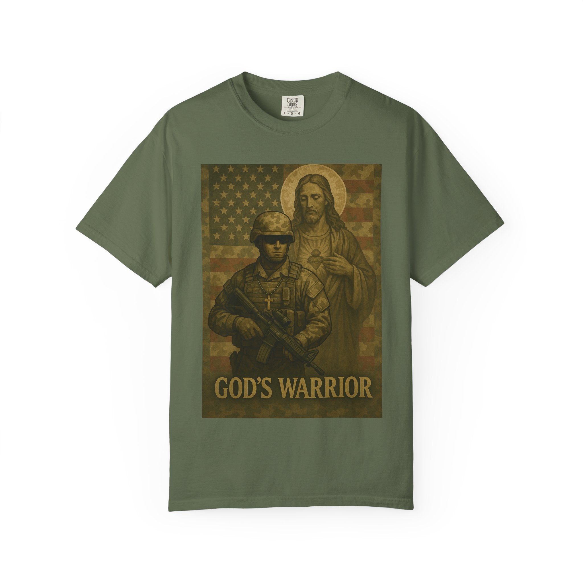 T-Shirt — "God's Warrior" Christian Military Graphic Tee