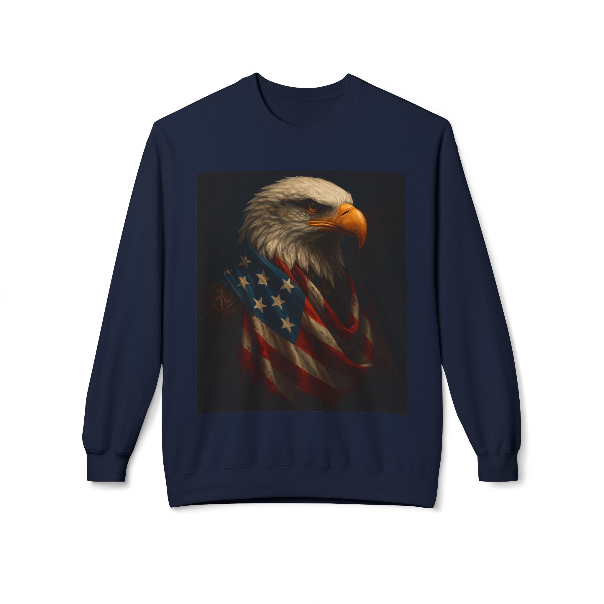 Patriotic Eagle Crewneck Sweatshirt – Bald Eagle with American Flag Design
