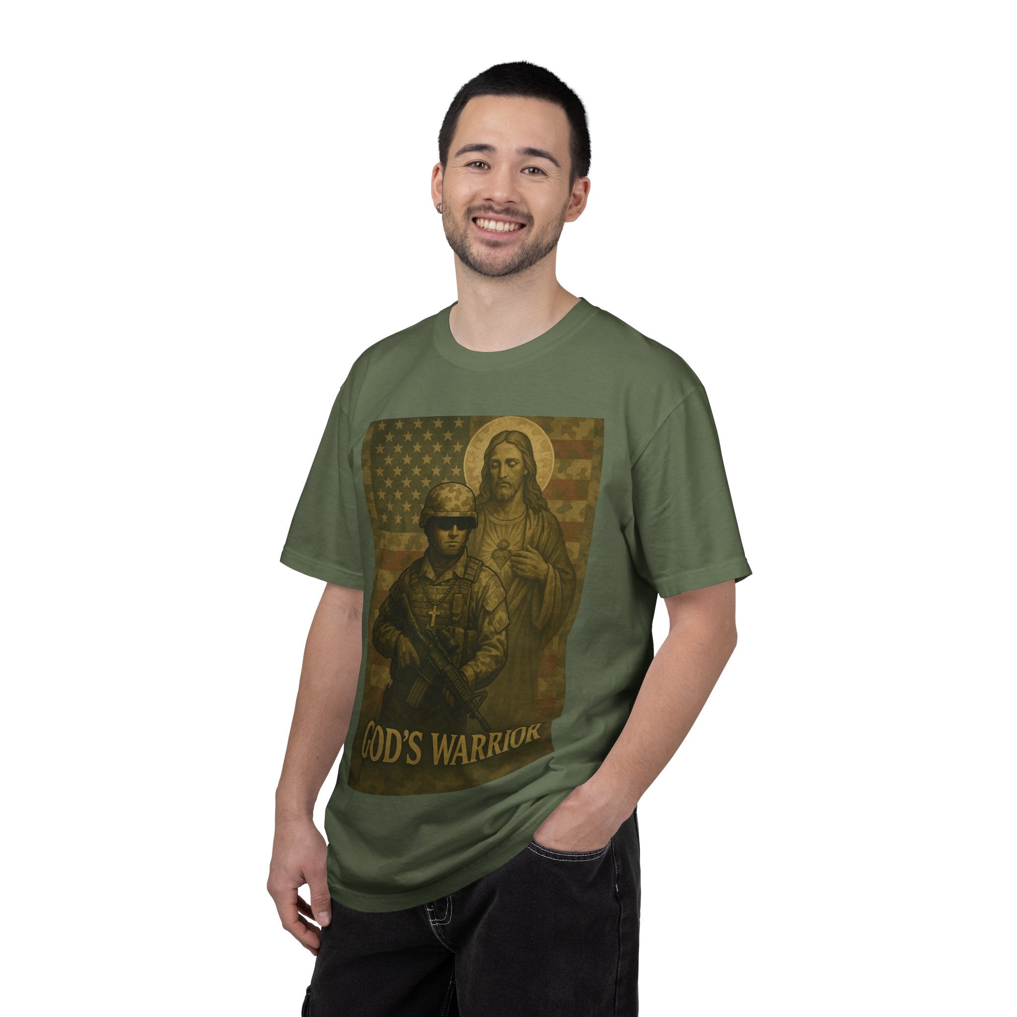 T-Shirt — "God's Warrior" Christian Military Graphic Tee