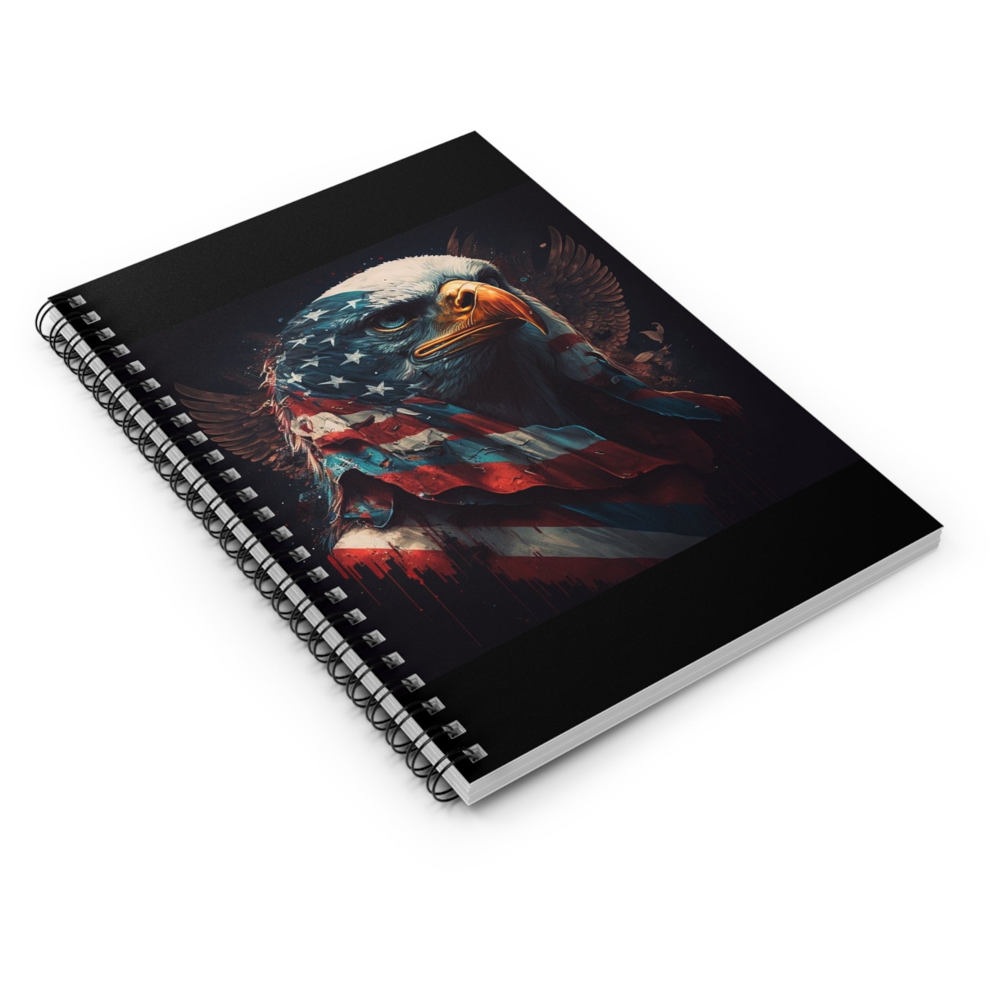 Patriotic Eagle Spiral Notebook — American Flag Bald Eagle Journal (Ruled)