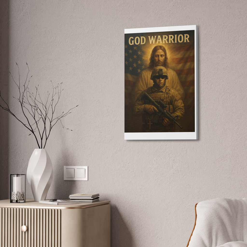 God Warrior Canvas Print — Patriotic Military Jesus Wall Art