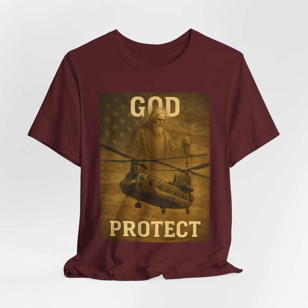 God Protect Military Helicopter T‑Shirt