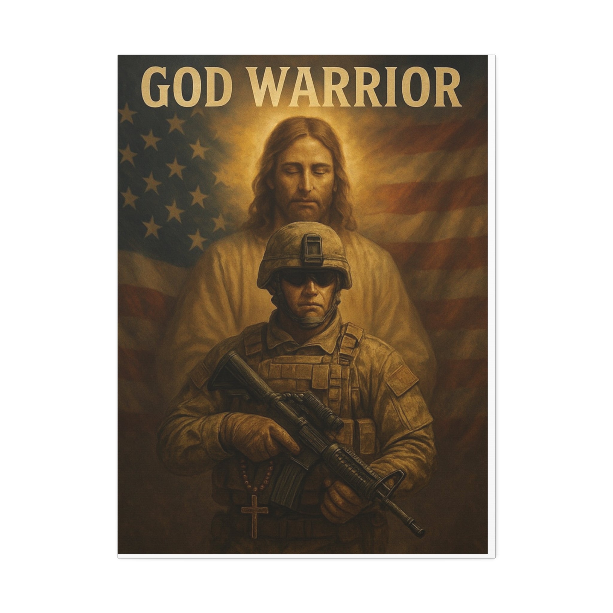 God Warrior Canvas Print — Patriotic Military Jesus Wall Art
