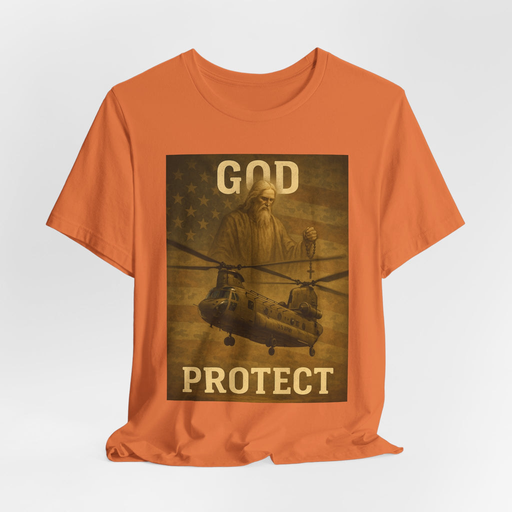 God Protect Military Helicopter T‑Shirt