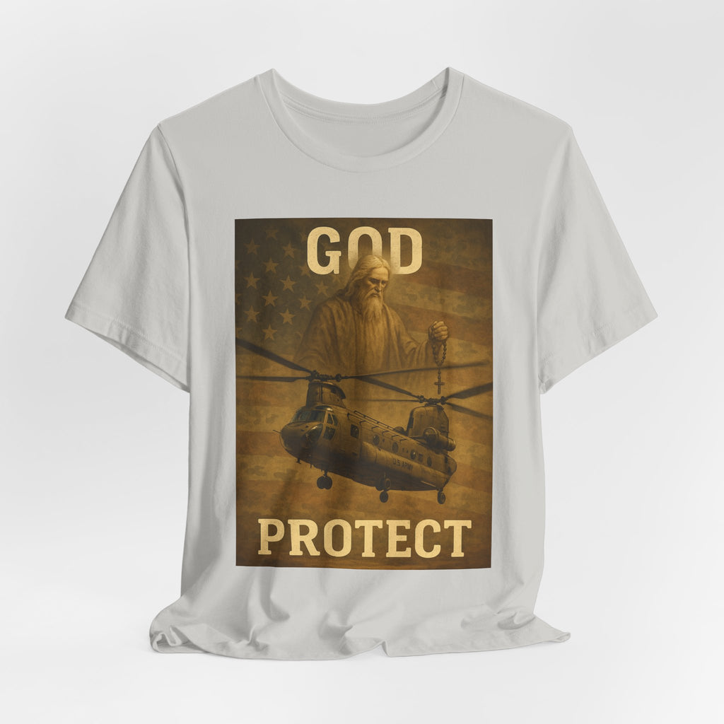 God Protect Military Helicopter T‑Shirt