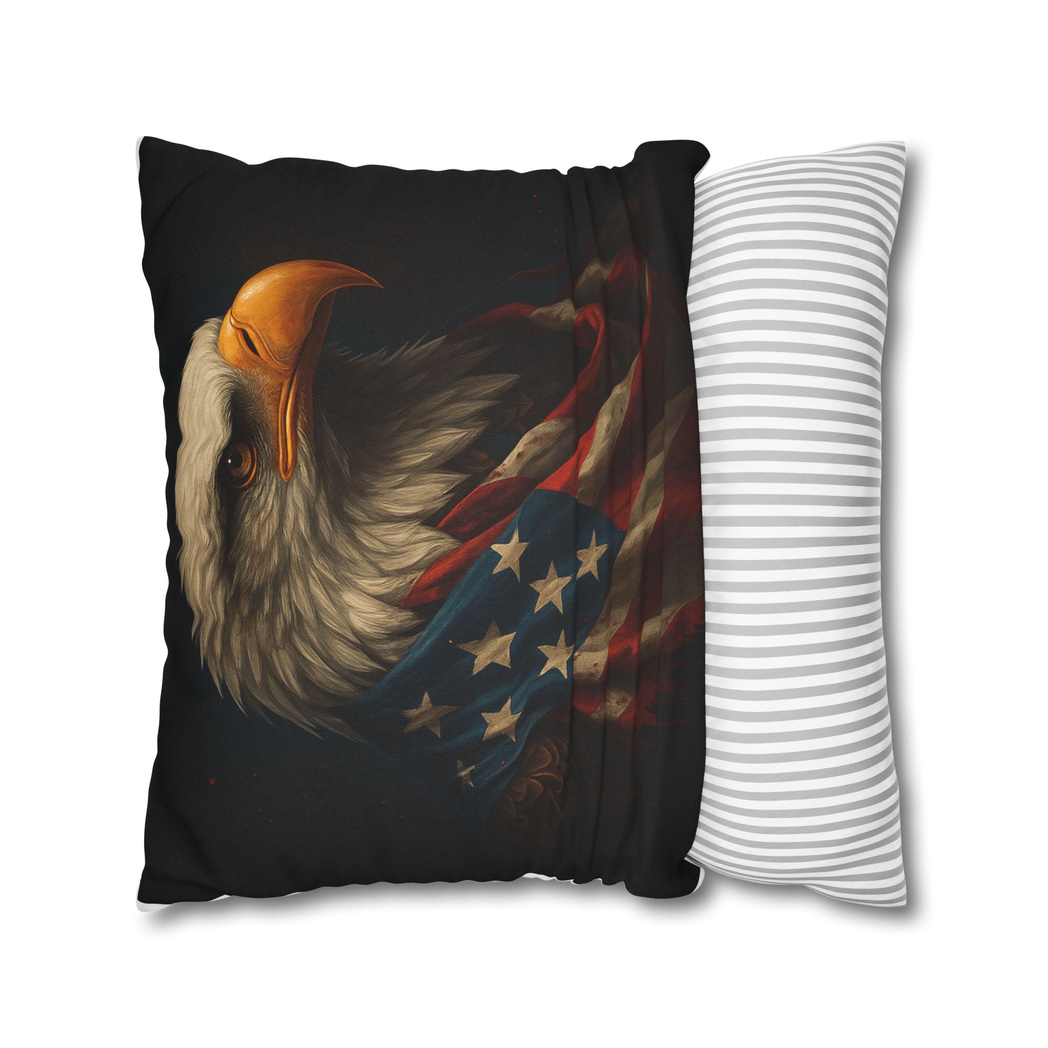 Patriotic Eagle Throw Pillowcase — Bald Eagle with American Flag