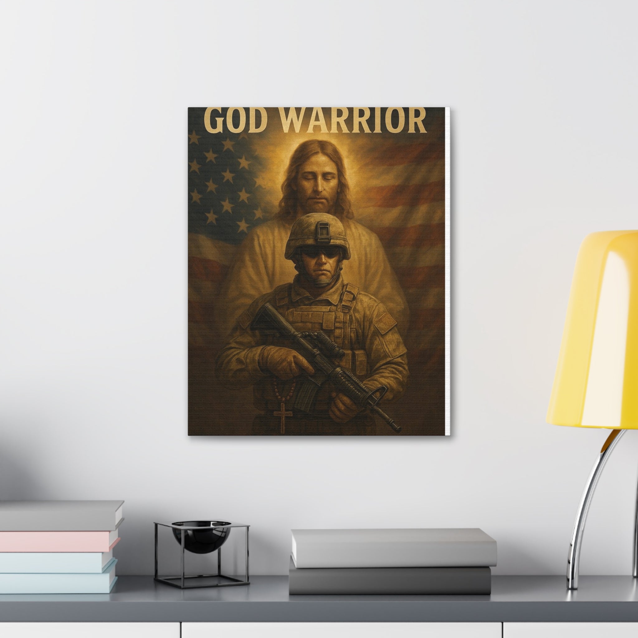 God Warrior Canvas Print — Patriotic Military Jesus Wall Art