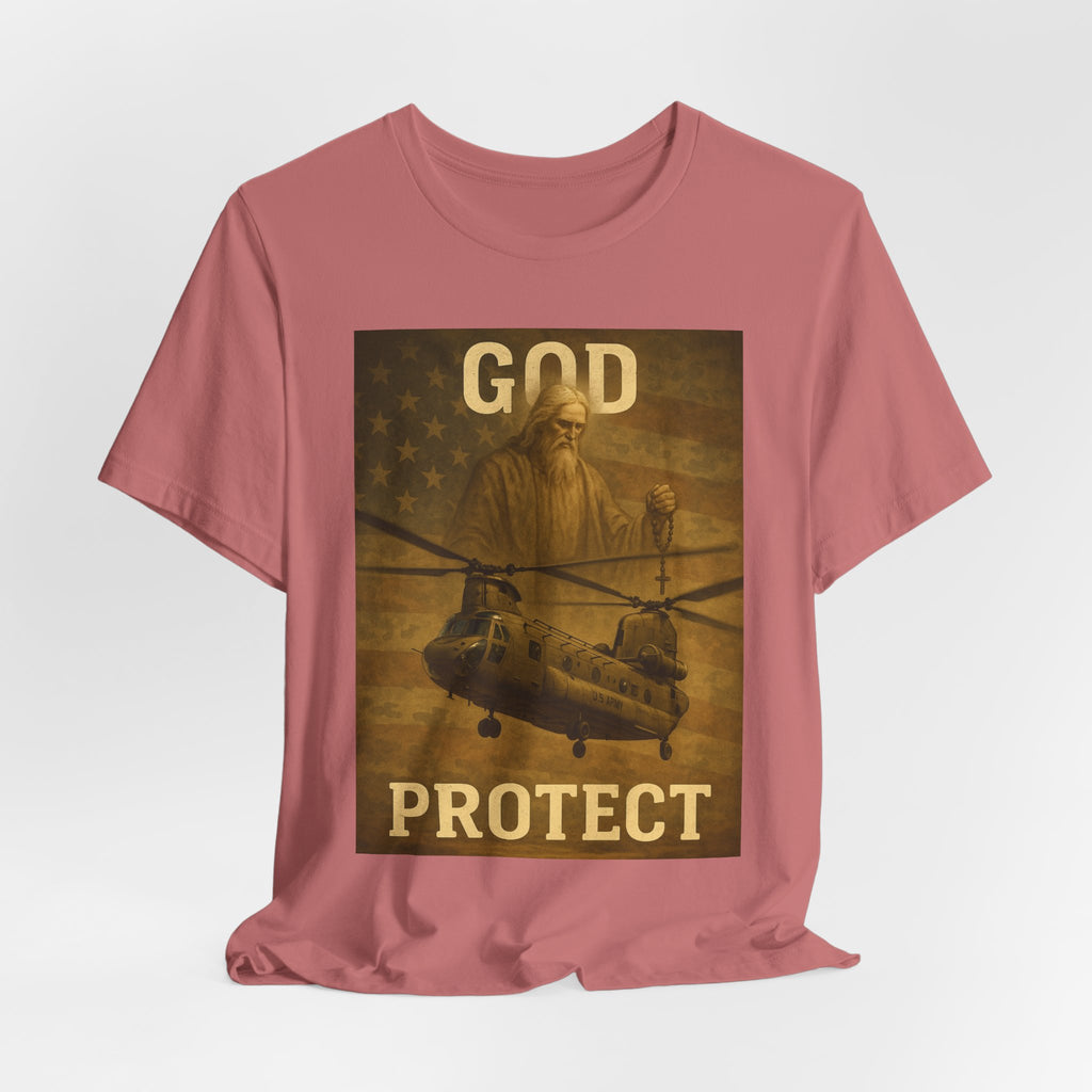 God Protect Military Helicopter T‑Shirt