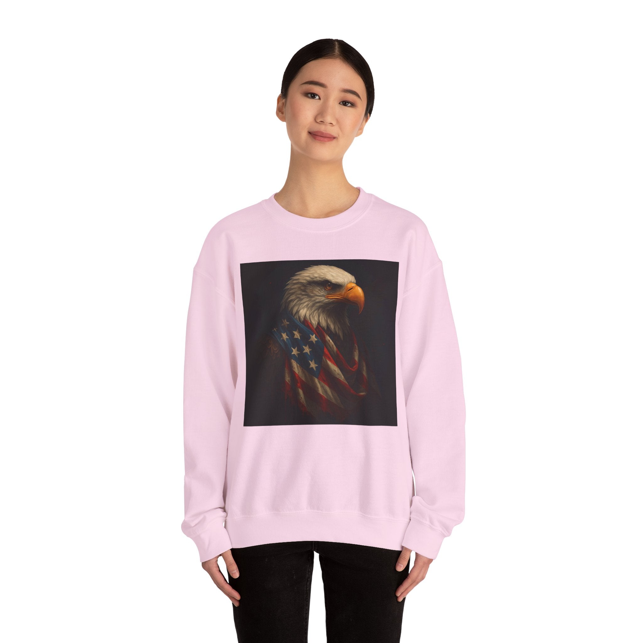 American Eagle Flag Sweatshirt — Patriotic Bald Eagle Crewneck