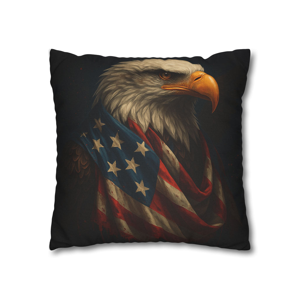 Patriotic Eagle Throw Pillowcase — Bald Eagle with American Flag
