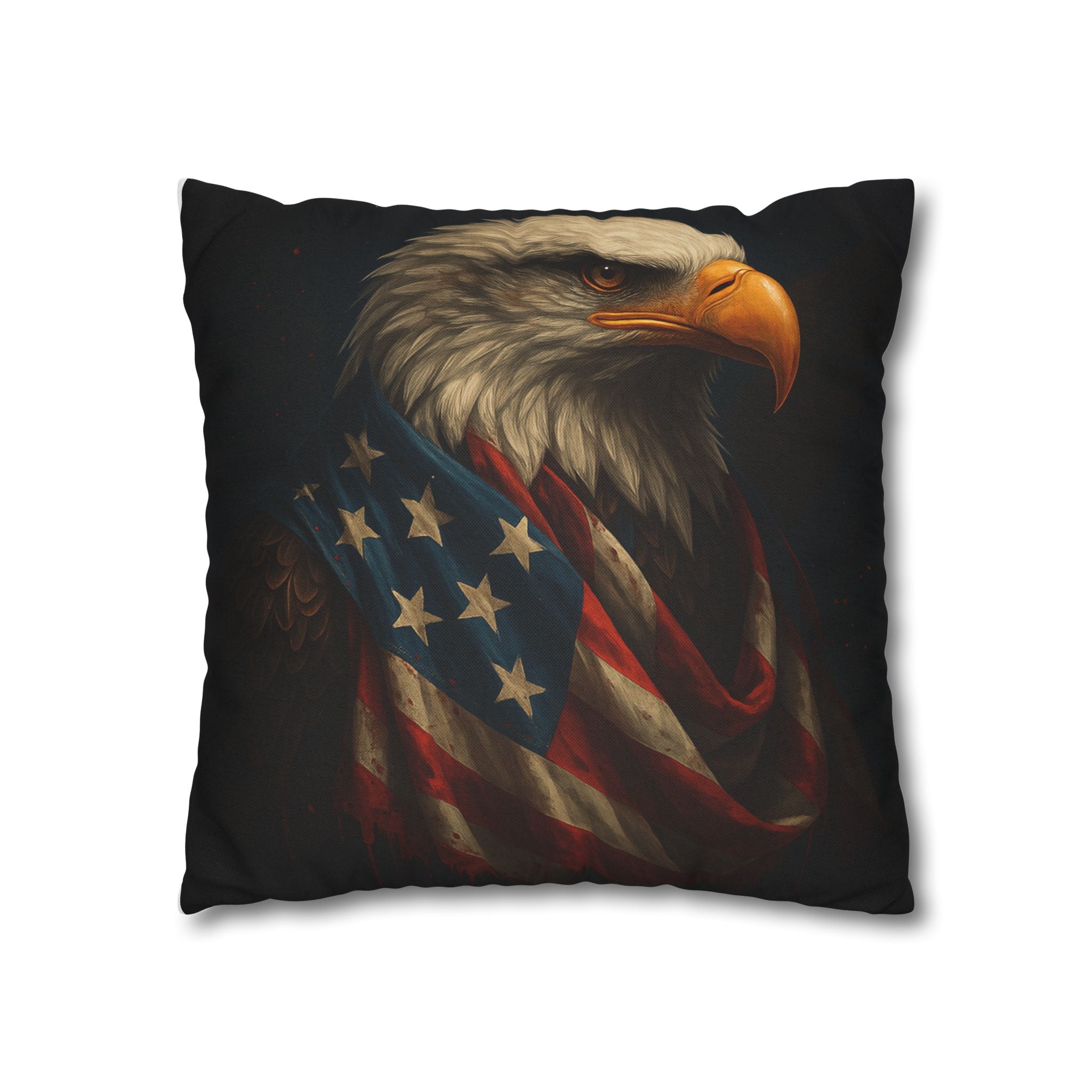 Patriotic Eagle Throw Pillowcase — Bald Eagle with American Flag