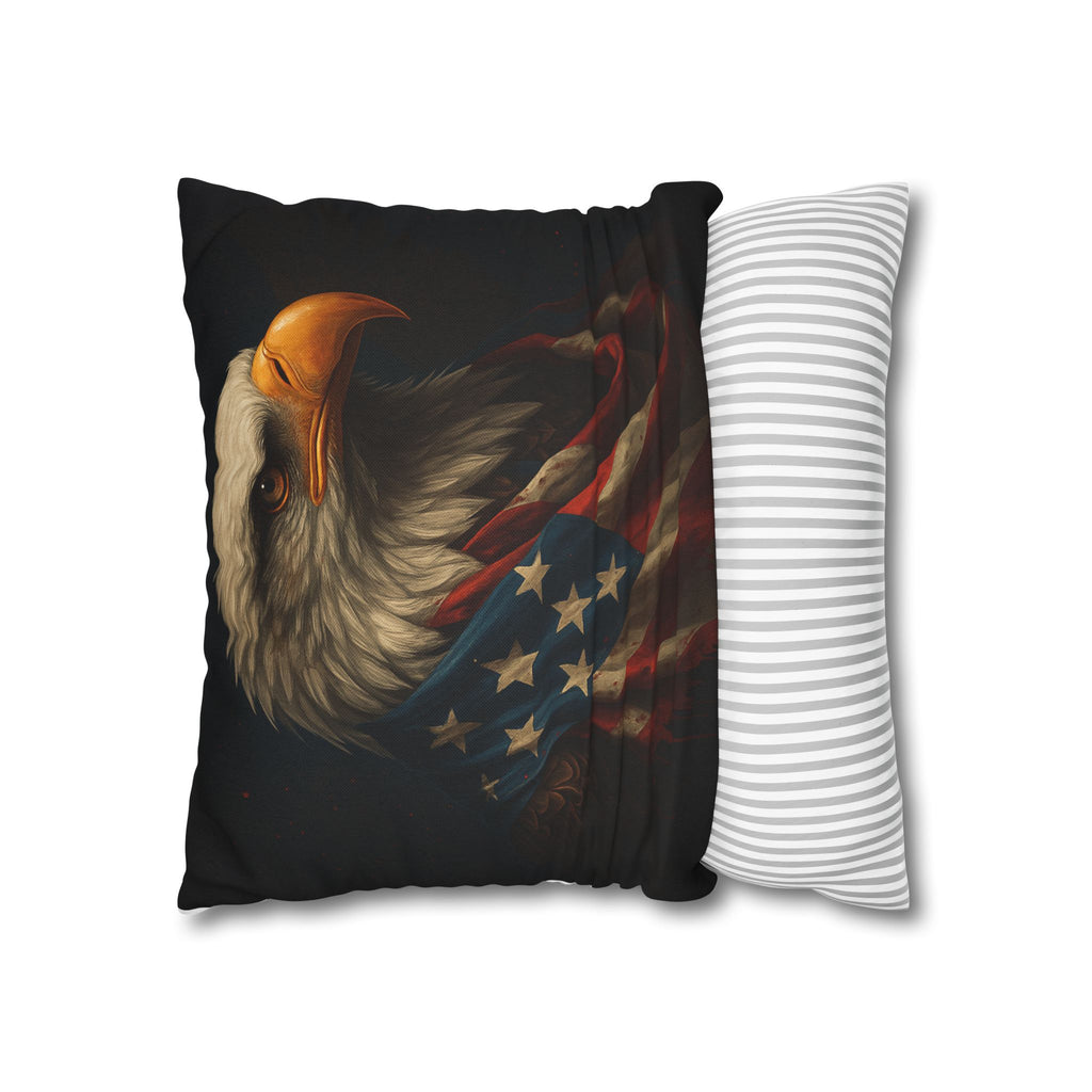 Patriotic Eagle Throw Pillowcase — Bald Eagle with American Flag