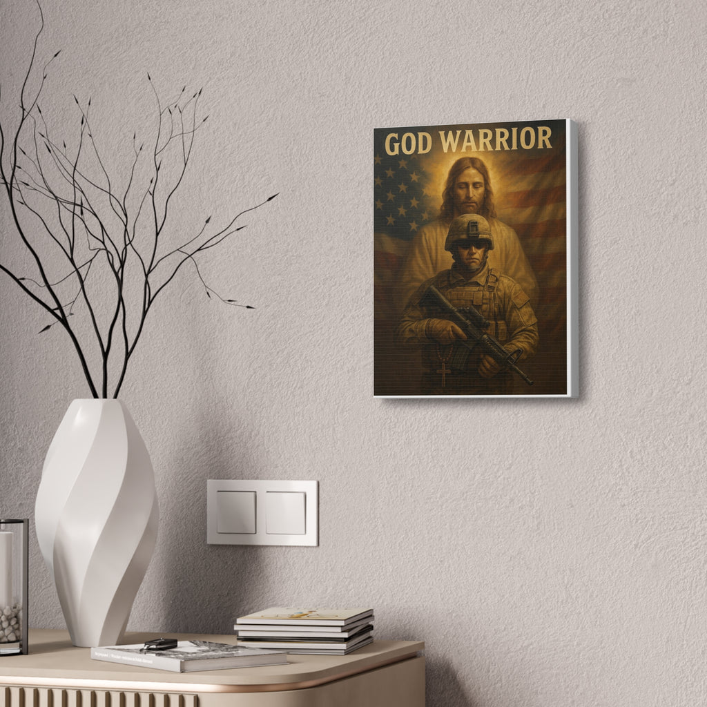 God Warrior Canvas Print — Patriotic Military Jesus Wall Art