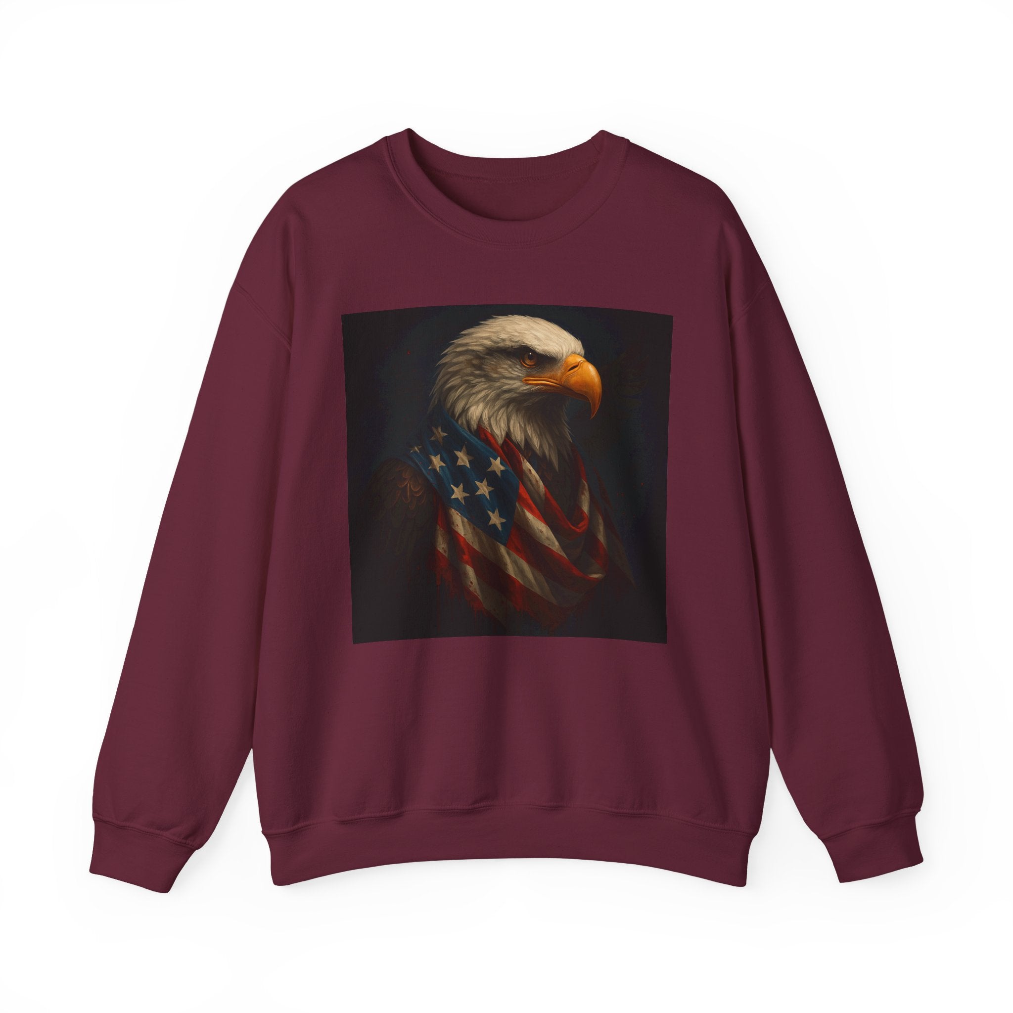 American Eagle Flag Sweatshirt — Patriotic Bald Eagle Crewneck